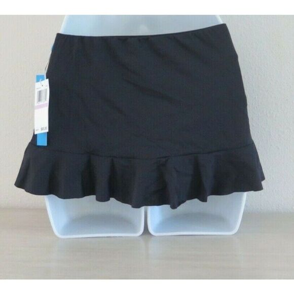 Bleu Rod Beattie RBKK21580 Women's Sz 10 Black Skirted Hipster Bikini Bottom $65 - Picture 2 of 7